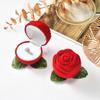 Boutique de moda cabeza de flor rosa con rama caja de anillo exquisitos aretes flocado de franela de alta calidad caja de regalo directo de fábrica