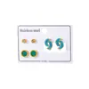 Pendientes de Tachuela de Trébol de Cuatro Hojas de Acero Inoxidable Rojo Dorado Más Vendidos Set de Tres Piezas para Mujer Redondo Incrustado de Diamante Joyería para Orejas Pequeña de Nicho con Acabado de Alta Gama