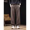 Calças Casuais Masculinas Pretas Soltas com Caimento, Perna Reta, Conforto Elástico, Novidade de Outono - Estilo "Old Money"