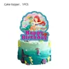 Decoraciones para Fiesta de Cumpleaños de Niña con Temática de Sirena, Cubiertos Desechables y Platos de Papel con Dibujos Animados, Disponibles en Stock