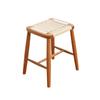 Banqueta de madeira maciça doméstica tecida banqueta pequena cereja log estilo japonês simples vestir banqueta estilo nórdico corda tecida pequena banqueta quadrada