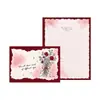 Set de papel de carta con rosas rosas, membrete romántico, sobres pequeños de alta gama, set de escritura para expresar amor, set de regalo