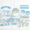 Topo de Bolo Cavalo Bebê Mês Completo, Cem Dias e Primeiro Aniversário, Cartão de Inserção para Decoração de Bolo de Festa de Aniversário Infantil, Topo Azul