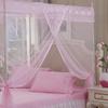 Cama de três portas cortina mosquiteiro novo lado Rosa têxtil Palácio de aço inoxidável mosquiteiro estudante respirável mosquiteiro superior quadrado