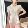 Camiseta Polo de Verano de Gama Alta con Pliegues, Diseño de Nicho, Alta Sensibilidad, Fresca, Casual, Adelgazante, Calidad de Contrafuerte