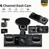 Câmera de Painel de Carro 360° de 4 Canais DVR de Carro 1080P com 3/4 Lentes, Opcional Frontal e Interno, Visão Traseira e Visão Noturna Disponíveis.