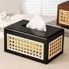 Caixa de Lenços Imitação de Rattan em Madeira Maciça Japonesa Gaveta de Papel para Mesa de Centro Noz Caixa de Lenços Chinesa Caixa de Armazenamento de Lenços para Hotel