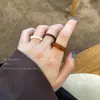 Anillo Retro de Otoño e Invierno Apilado de Tres Piezas con Índice de Resina de Perla Ámbar Diseño de Nicho para Mujer Lujo Accesible Anillo de Cola de Gama Alta