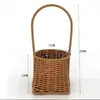 Cesta de Flores Tejida a Mano de Mimbre Sintético Cesta de Flores Tejida a Mano para Arreglos Florales Arte Floral Tienda de Flores Tejidas a Mano Adorno para Sala de Estar Accesorio para Fotos Cesta Rústica
