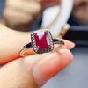 Anillo Popular de Rubí Natural de Venta al por Mayor de Fábrica Plata S925 Incrustado Piedra Principal 5*7 Joyería de Lujo Venta Directa de Fábrica