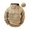 Sudadera con capucha para hombre transfronteriza, sudadera casual de color liso para otoño e invierno, top holgado para hombre con múltiples bolsillos y media cremallera, abrigo de invierno