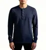 Camisa Henley Americana de Manga Larga para Hombre con Tapeta de Tres Botones Puños de Canalé para Primavera y Otoño Top Casual Básico de Punto