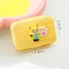 Estojo para Lentes de Contato de Coelho e Raposa de Desenho Animado em Cores Doces, Estojo de Beleza para Lentes de Resina Animal, Caixa Companheira Tudo-em-Um Menina