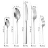 Conjunto de Talheres de Aço Inoxidável com Cabo Quadrado para Bife, Garfo e Colher, para Hotel, Casa, Amazon, Comida Ocidental, Faca e Garfo, Garfo e Colher de Sobremesa