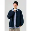 Chaqueta sudadera de dos piezas a cuadros con retazos de moda para hombre, estilo americano otoño e invierno, cárdigan holgado estilo universitario fresco