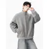 Jaqueta de alta qualidade com gola alta, nova coleção outono/inverno masculina, modelagem solta, estilo casual, zíper duplo, moletom cardigã liso