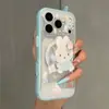 Funda de Teléfono Linda Conejo de Dibujos Animados Azul Playa Manzana 18Promax Adecuada para 17Pro Magnética Doble Capa 16Pro