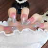 Unhas Wearable Tendência Ins Simples Estilo Curto Pontas de Unha Gradiente Blush Estilo Garota Popular Puro Desejo Peças de Unha Wearable