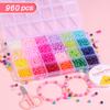 Fabricante Vende 24 Compartimentos Coloridos Perlas Imitación Redondas de Color Único y Doble Color Caja de Accesorios para Pulsera Colgante Hecha a Mano DIY Venta al por Mayor