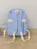 Mochila Cuadros Finos Azul Claro Estilo Curativo Sal Marina, Ambiente Coreano Suave y Dulce, Mochila Pequeña para Salidas de Novias