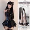 Ropa Interior Sexy Dormila Ajustada Cuero Patentado Tentación del Diablo Traje de Pu Juego de Rol Uniforme para Mujer Sin Necesidad de Quitarse