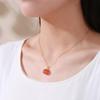 Collar de plata de ley 925 con colgante de caqui Ruyi, sencillo, de moda para mujer, combinable con todo, de alta gama.