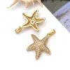 DIY Vida Marina Dorada Chapado en Cobre Oro Real de 18K Fuerte Retención de Color Broche de Girasol Colgante de Circonita Dijes Accesorios de Joyería