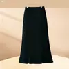 Otoño 2026 Falda de Sirena Negra para Mujer de Longitud Media de Cintura Alta Adelgazante Bodycon Elástica Gran Campana Tiempo