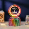 Bola de Cristal Transfronteiriça Base Giratória com Textura de Madeira Luminária Noturna Brilhante Lâmpada do Céu Estrelado 3D Decoração de Mesa Presente Criativo de Feriado