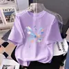 Camiseta de Manga Corta para Niña de Algodón Puro, Elegante y Fresca, para Bebé e Infantil, Manga Media, Verano 2026, Top Lindo de Dibujos Animados