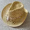 Sombrero de Paja de Concha Estilo Bohemio Verano Playa Estilo Étnico Sombrero Hueco Parasol Protector Solar Sombrero Vaquero Occidental