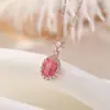Yilu Tourmalina Plateada Plata de Ley S925 Chapado en Oro Rosa Corte Ovalado Trébol de Tres Hojas Súper Brillante Moda Colgante Fábrica Venta al por Mayor