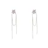 Pendientes Largos con Borla de Diamante Rosa Florales Dulces Frescos Estilo Chica Picante para Mujer Elegantes de Alta Calidad Pequeños y Exquisitos para Rostro Delgado Pendientes Pendientes Pendientes