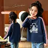 Camiseta de manga larga de algodón puro para niña para primavera y otoño, top casual versátil de cuello redondo para niños mayores, capa base dulce y linda