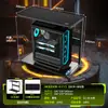 Rack de Computador com Régua de Tomadas, Rodas e Altura Ajustável, Adequado para Colocar Debaixo da Mesa para Dissipar Calor