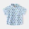 Verão atacado 2024 New Boys' camisa de manga curta bebê camisa cheia impressa camisa infantil com decote em V entrega de uma peça