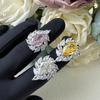Anillo de Plata de Ley 925 para Mujer con Diamante Rosa de 12.8 Quilates Corte Flor de Hielo Forma de Gota Diamante de Alto Carbono Importado Joyería Europea y Americana