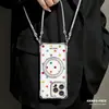 Suporte Colorido de Bolinhas Adequado para Capa de Celular Apple 17 Pro Max, 15 com Cordão nas Quatro Pontas, iPhone 16 Transversal, 14 para Mulheres