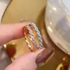 Anillos Trenzados Apilables para Mujer, Anillos de Cuerda Retorcida Completamente de Diamante, Anillos Mobius de Circonita, Anillos para el Dedo Índice, Delicadas Filas Pequeñas de Diamantes
