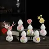 Jarrón Pequeño de Porcelana Blanca Hecho a Mano Arreglo Floral Dispositivo Hidropónico para Flores Jarrón Bolsa de la Suerte Calabaza Decoraciones de Escritorio para Sala de Estar Adornos
