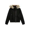 Sudadera con capucha estilo retro americano de retazos con cuello de pelo para hombre y mujer, diseño de otoño e invierno, chaqueta corta gruesa, moderna