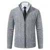 Casaco cardigã de malha masculino outono e inverno 2024 transfronteiriço jaqueta masculina gola alta suéter top liso casual