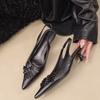 Zapatos de Tacón Alto Negros Sandalias de Punta Francesa Zapatos de Hada 2025 Nuevo Primavera y Verano Temperamento Celebridad Sandalias de Punta