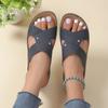 Europeo y Americano Transfronterizo Talla Grande Color Sólido 2024 Verano Nuevo Punta Redonda Suela Gruesa Moda Casual Exterior Zapatillas de Cuña