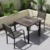 Mesa y Sillas de Plástico y Madera para Patio de Ocio al Aire Libre, Resistentes al Agua, Protección Solar, Anticorrosión, Sencillo Set de Mesa y Sillas para Restaurante de Balcón al Aire Libre