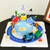 Decoração de Bolo de Carro de Puxar com Tema de Carros, Carro Pequeno Decoração de Mesa de Sobremesa de Aniversário Infantil Enfeite de Encaixar