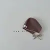 Bordas Contrastantes Retrô~Ins Outono Novo Chapéu de Tricô Infantil Etiqueta de Costura Personalizada Chapéu com Cadarço para Bebê Proteção de Orelha