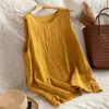 Nueva camiseta de algodón vintage holgada versátil de verano, top sin mangas de algodón y lino para mujer talla grande con cuello redondo