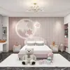 Papel pintado de franja de color degradado 3D para parrilla, habitación de niña rosa, dormitorio, jardín de infantes, aula moderna