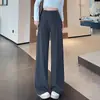 Calça Pantalona de Cintura Alta Modeladora Customizada Plus Size para Mulheres Altas, Moda Casual de Primavera, Estilo Preguiçoso Fluido, Calça de Perna Larga Elástica